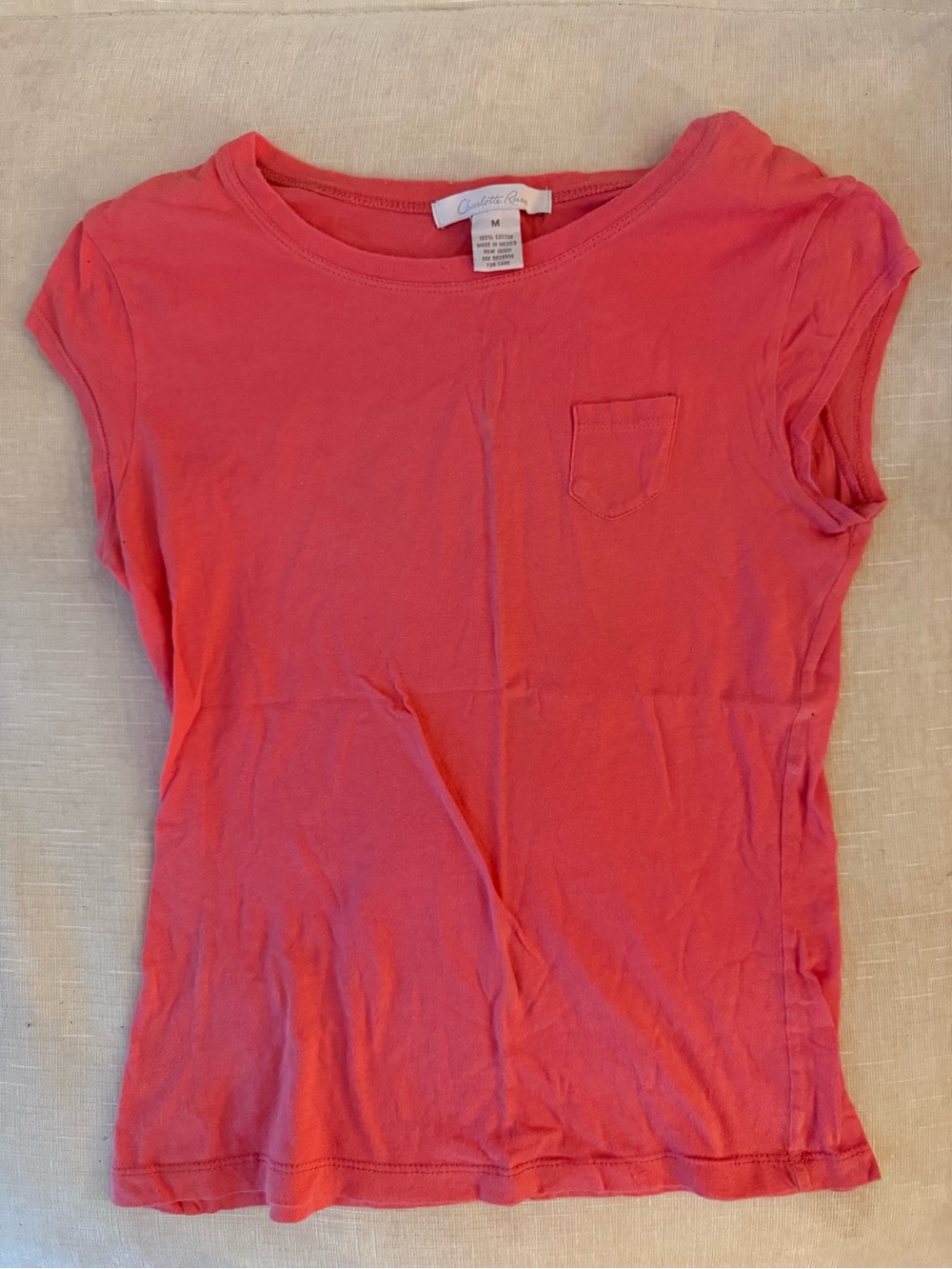 Charlotte Russe Coral Tee with Chest Pocket